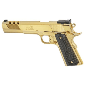 Iver Johnson 1911a1 Eagle Xl Ported 10mm 6" 8rd Pistol - 24k Gold Plated | Black Wood Grips