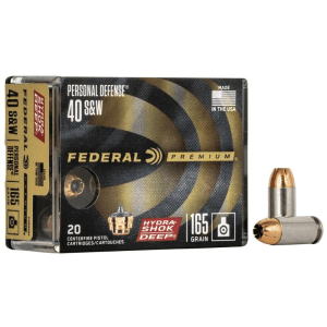 Federal Personal Defense Hydra-Shok Deep Handgun Ammuniton .40 S&w 165 Gr Hsd 1050 Fps 20/Ct