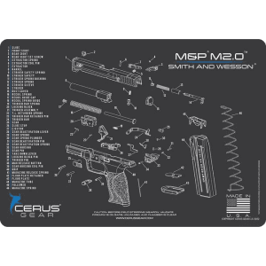 Cerus-Gear Cerus Gear Smith & Wesson M&p M2.0 Handgun Schematic Cleaning Mat 12x17 Grey And Blue
