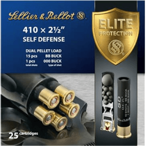 Sellier & Bellot SB410SDA Shotgun 410GA 2.5\" Lead 15 Pellets 000 Buck - 25sh Box