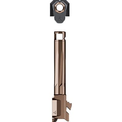 Radian Weapons Afterburner(Tm) & Ramjet(Tm) Intra-Lok Combo For Glock 19 - Ramjet Barrel W/ Afterburner Micro Comp For G19 Gen 3 Bronze